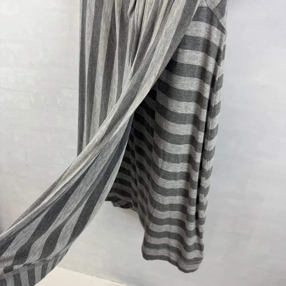 Athleta Gray Stripe Long Sleeve‎ Dress Twist Front Midi Women's Large